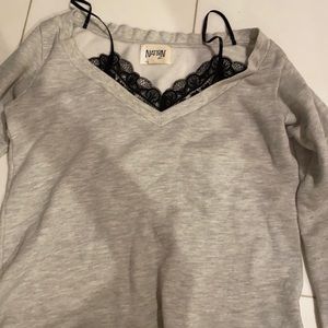 Grey sweater with bralette attached
